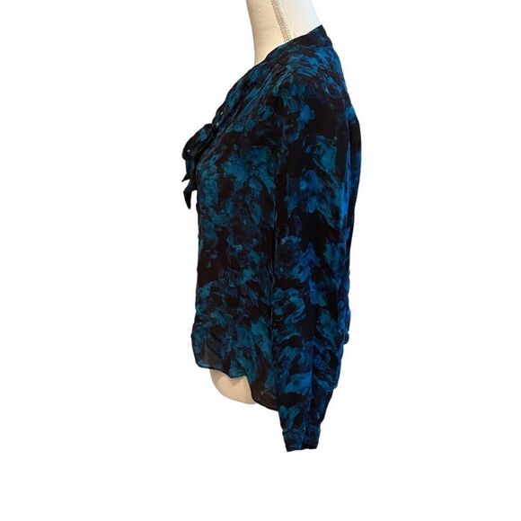 Parker Indigo Blue Long Sleeve Silk Blouse Size Large - Picture 3 of 5